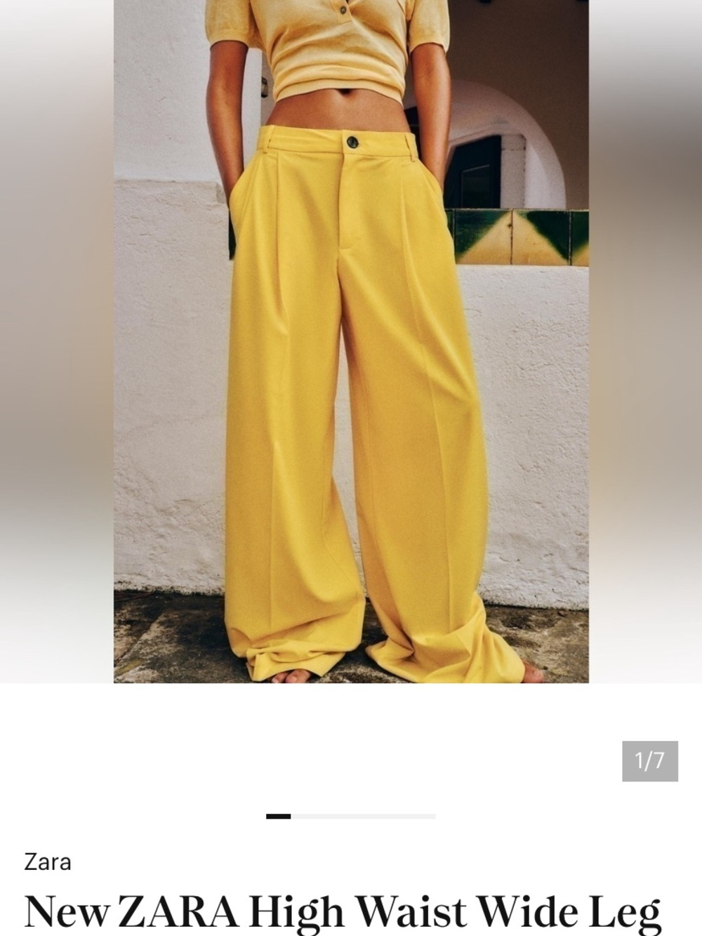 Zara Wide-Leg Pants Gold Yellow Mustard Bloggers Relaxed Fit XS NWT